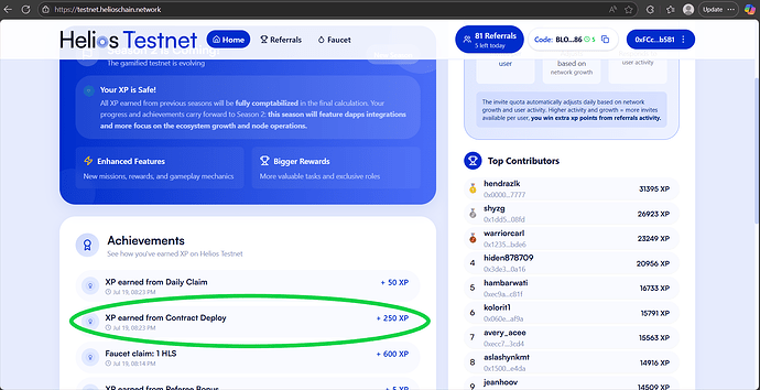 testnet home (with xp from deploy contract)